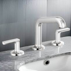 Click here to see Brizo 65307LF-PCLHP-ECO Brizo Kintsu Two-Handle Widespread Lavatory Faucet with Angled Spout, Less Handles, Deck Mount, 1.2 GPM, Polished Chrome - 65307LF-PCLHP-ECO