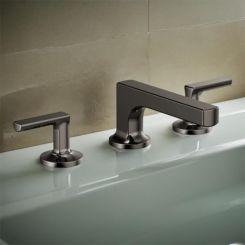 Click here to see  65308LF-BNXLHP Brizo Kintsu Two-Handle Widespread Lavatory Faucet w/ Low Spout, Less Handles, Deck Mount, 1.5 GPM, Brilliance Black Onyx - 65308LF-BNXLHP