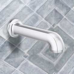 Click here to see  73606-PC Brizo Kintsu Wall-Mount Non-Diverter Tub Spout with Universal Adapter, Solid Brass, 1/2-inch Connection Size, Polished Chrome - 73606-PC