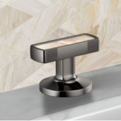 Click here to see DELTA FAUCETS COMPANY HI5306-BNXPL Brizo Kintsu Widespread Lavatory Knob with Mother of Pearl Inlay Handle Kit, Brilliance Black Onyx - HI5306-BNXPL