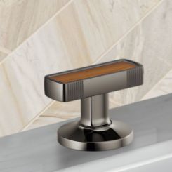 Click here to see  HI5306-BNXWD Brizo Kintsu Widespread Lavatory Knob with Wood Inlay Handle Kit, Brilliance Black Onyx - HI5306-BNXWD