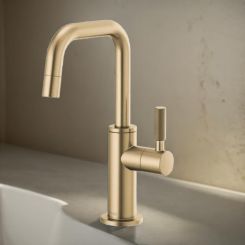 Click here to see DELTA FAUCETS COMPANY 61353LF-C-GL Brizo Litze Single-Handle Beverage Faucet with Square Spout and Knurled Handle, Diamond Seal Technology, 1.5 GPM, Brilliance Luxe Gold - 61353LF-C-GL