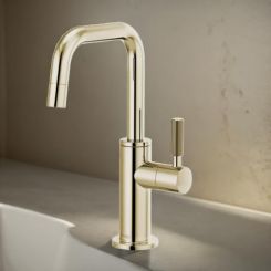 Click here to see Brizo 61353LF-C-PN Brizo Litze Single-Handle Beverage Faucet with Square Spout and Knurled Handle, Diamond Seal Technology, 1.5 GPM, Brilliance Polished Nickel - 61353LF-C-PN
