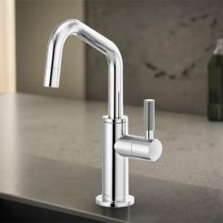Click here to see DELTA FAUCETS COMPANY 61363LF-C-PC Brizo Litze Single-Handle Beverage Faucet with Angled Spout, Diamond Seal, ADA, Knurled Handle, 1.5 GPM, Polished Chrome  - 61363LF-C-PC