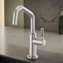 Click here to see  61363LF-C-SS Brizo Litze Single-Handle Beverage Faucet with Angled Spout, Diamond Seal, ADA, Knurled Handle, 1.5 GPM, Brilliance Stainless  - 61363LF-C-SS