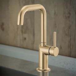 Click here to see  61065LF-GLLHP Brizo Odin Single-Handle Bar Faucet with Square Spout, Solid Brass Construction, 1.8 GPM, Brilliance Luxe Gold - 61065LF-GLLHP