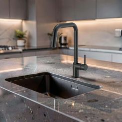Click here to see  63065LF-BLLHP Brizo Odin Two-Function Pull-Down Kitchen Faucet With Square Swivel Spout, DIAMOND Seal, 1.8 GPM, Matte Black - 63065LF-BLLHP