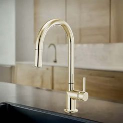 Click here to see  63075LF-PNLHP Brizo Odin Pull-Down Kitchen Faucet With Swivel Spout, DIAMOND Seal, Two-Function, 1.8 GPM, Brilliance Polished Nickel - 63075LF-PNLHP