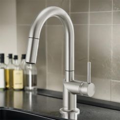 Click here to see  63975LF-SSLHP Brizo Odin Single Handle Pull-Down Bar Faucet with High-Arc Swivel Spout, MagneDock, Two Function, 1.8 GPM, Brilliance Stainless - 63975LF-SSLHP
