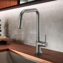 Click here to see  64065LF-SLLHP Brizo Odin SmartTouch Pull-Down Kitchen Faucet with Square Swivel Spout, MagneDock, Two Function, 1.8 GPM, Brilliance Luxe Steel - 64065LF-SLLHP