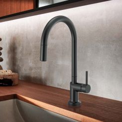 Click here to see Brizo 64075LF-BLLHP Brizo Odin Pull-Down Kitchen Faucet with SmartTouch, Swivel Spout, MagneDock, Two Function, 1.8 GPM, Matte Black - 64075LF-BLLHP