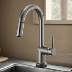Click here to see Brizo 64975LF-SLLHP Brizo Odin SmartTouch Pull-Down Bar/Prep Faucet with Arc Spout, Diamond Seal, MagneDock, Touch-Clean, 1.8 GPM, Brilliance Luxe Steel - 64975LF-SLLHP