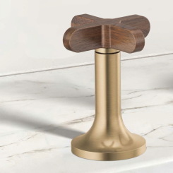 Click here to see Brizo HX5375-GLWD Brizo High-Cross Handle for Odin Collection Widespread Lavatory Faucets, ADA-Compliant, Brilliance Luxe Gold with Wood Accent - HX5375-GLWD