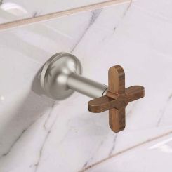 Click here to see Brizo HX5875-BNWD Brizo Wood-Cross Handle Kit for Odin Bath Collection Wall-Mount Lavatory Faucets, Brilliance Brushed Nickel/Teak Wood - HX5875-BNWD