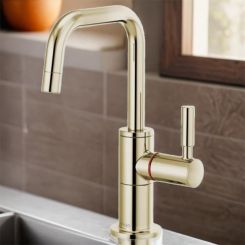 Click here to see Brizo 61365LF-H-PN Brizo Odin Single-Handle Instant Hot Water Faucet with Square Spout, Deck Mount, ADA, 1.0 GPM, Brilliance Polished Nickel - 61365LF-H-PN