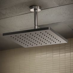 Click here to see Brizo 81399-BNX Brizo Essential Brilliance Black Onyx 12in Single-Function Raincan Shower Head, Square, 1.75 GPM, Touch-Clean Nozzles, WaterSense - 81399-BNX