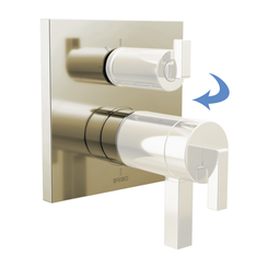 Click here to see Brizo T75522-PNLHP Brizo Frank Lloyd Wright TempAssure Thermostatic Valve Trim w/ 3-Function Diverter Trim, Less Handles, Polished Nickel - T75522-PNLHP