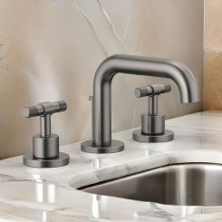 Click here to see  65334LF-SLLHP-ECO Brizo Litze Widespread Low Arc Lavatory Faucet with Metal Pop-Up, 1.2 GPM, WaterSense, Less Handles, Brilliance Luxe Steel - 65334LF-SLLHP-ECO