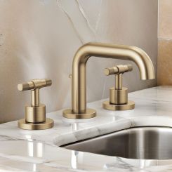Click here to see  65334LF-GLLHP-ECO Brizo Litze Widespread Low Arc Lavatory Faucet with Metal Pop-Up, 1.2 GPM, WaterSense, Less Handles, Brilliance Luxe Gold - 65334LF-GLLHP-ECO