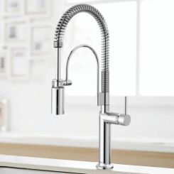 Click here to see  63375LF-PCLHP Brizo Odin Semi-Professional Kitchen Faucet, Less Handle, MagneDock, DIAMOND Seal, 1.8 GPM, Polished Chrome - 63375LF-PCLHP