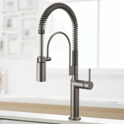 Click here to see  63375LF-SLLHP Brizo Odin Semi-Professional Kitchen Faucet, Less Handle, MagneDock, DIAMOND Seal, 1.8 GPM, Brilliance Luxe Steel - 63375LF-SLLHP