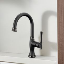 Click here to see Brizo 61058LF-BLBNX Brizo Tulham Single-Handle Bar Faucet, Lever Handle, 1.8 GPM, Matte Black / Brilliance Black Onyx - 61058LF-BLBNX
