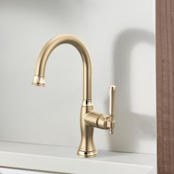 Click here to see  61058LF-GLPG Brizo Tulham Single-Handle Bar Faucet, Lever Handle, 1.8 GPM, Brilliance Luxe Gold / Brilliance Polished Gold - 61058LF-GLPG