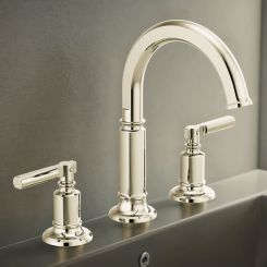 Click here to see  65376LF-PNLHP-ECO Brizo Invari Two-Handle Widespread Bathroom Faucet with Arc Spout, Deck-Mount, 1.2 GPM, Brilliance Polished Nickel - 65376LF-PNLHP-ECO