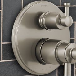 Click here to see Brizo RP100729NK Brizo Atavis Escutcheon for a 6-Function Thermostatic Diverter Valve Trim, Brilliance Luxe Nickel - RP100729NK