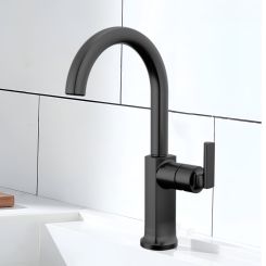 Click here to see Brizo 61006LF-BLLHP Brizo Kintsu Single Handle Bar Faucet with Arc Spout, Less Handle, 1.8 GPM, Matte Black - 61006LF-BLLHP
