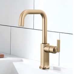 Click here to see Brizo 61007LF-GLLHP-L Brizo Kintsu Single Handle Bar Faucet with Square Spout, Less Handle, 1.8 GPM, Lumicoat Luxe Gold - 61007LF-GLLHP-L