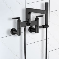 Click here to see  T70306-BL Brizo Kintsu Multi-Mount Two-Handle Tub Filler Trim Kit with Single-Function Handshower, Matte Black - T70306-BL