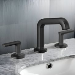 Click here to see  65307LF-BLLHP Brizo Kintsu Two-Handle Widespread Lavatory Faucet with Angled Spout, Less Handles, Deck Mount, 1.5 GPM, Matte Black - 65307LF-BLLHP