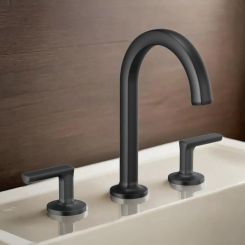 Click here to see  65306LF-BLLHP Brizo Kintsu Two-Handle Widespread Lavatory Faucet with Arc Spout, Less Handles, Deck Mount, 1.5 GPM, Matte Black - 65306LF-BLLHP