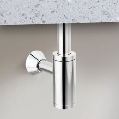 Click here to see  BT041142-PC Brizo Bottle Trap with Escutcheon and Removable Cleanout Cover, Brass, Polished Chrome - BT041142-PC