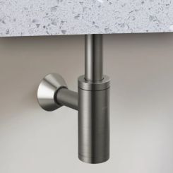 Click here to see  BT041142-SL Brizo Bottle Trap with Escutcheon and Removable Cleanout Cover, Brass, Brilliance Luxe Steel - BT041142-SL