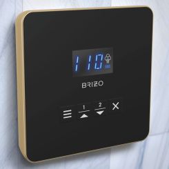 Click here to see Brizo EP103314GLL Brizo Mystix Digital Steam Shower Controller, Square, 2 Presets, Wall-Mount, Brilliance Luxe Gold - EP103314GLL