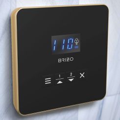 Click here to see Brizo EP103314PGL Brizo Mystix Digital Steam Shower Controller, Square, 2 Presets, Wall-Mount, Brilliance Polished Gold - EP103314PGL