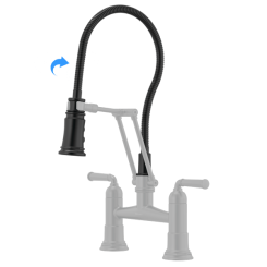 Click here to see Brizo RP100572BL Brizo Rook Articulating Bridge Kitchen Faucet Finished Hose and Sprayer Assembly, Matte Black - RP100572BL
