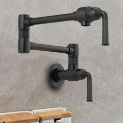 Click here to see  62874LF-BL Brizo Rook Two-Handle Wall-Mount Pot Filler with Dual-Jointed Swing Spout, 4 GPM, Matte Black - 62874LF-BL