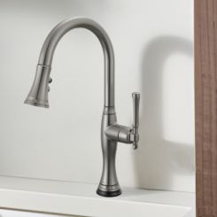 Click here to see  64058LF-SL Brizo Tulham Single-Handle Pull-Down Kitchen Faucet, SmartTouch, MagneDock, Lever Handle, 1.8 GPM, Brilliance Luxe Steel - 64058LF-SL