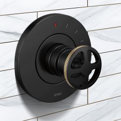 Click here to see Brizo HW60P32-BLGL Brizo Litze Pressure Balance Valve Trim Wheel Handle Kit, Matte Black/Brilliance Luxe Gold - HW60P32-BLGL