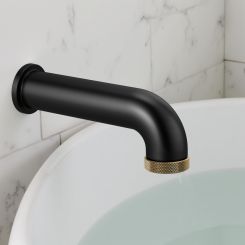 Click here to see Brizo RP81437BLGL Brizo Litze Wall-Mounted Diverter Tub Spout with Pull-Down Diverter, Matte Black/Brilliance Luxe Gold - RP81437BLGL 