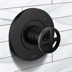 Click here to see  HW60P32-BLSL Brizo Litze Pressure Balance Valve Trim Wheel Handle Kit, Matte Black/Brilliance Luxe Steel - HW60P32-BLSL