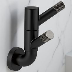 Click here to see Brizo 693537-BLSL Brizo Litze Rotating Knurling Double Robe Hook, Brilliance Matte Black/Luxe Steel - 693537-BLSL 