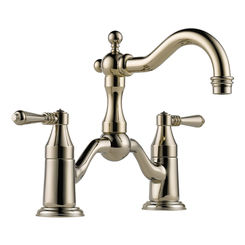 Click here to see Brizo 65536LF-PN Brizo Tresa Two-Handle Widespread Bridge Brilliance Polished Nickel Bathroom Faucet with Lever Handles, 1.5 GPM, Two-Hole, Less Drain - 65536LF-PN