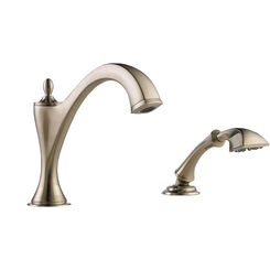 Click here to see Brizo T67485-BNLHP Brizo Charlotte Two-Handle Roman Tub Faucet Trim with 1.75 GPM Hand Shower, 4-Hole, Less Handles, Brilliance Brushed Nickel - T67485-BNLHP