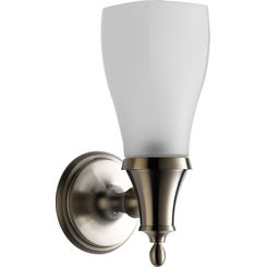 Click here to see Brizo 697085-BN Brizo Charlotte Brilliance Brushed Nickel Single Light Sconce, Satin-Etched Glass Dome - 697085-BN