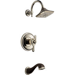 Click here to see BRIZO T60485-PNCO Brizo Charlotte TempAssure Tub/Shower Faucet with Thermostatic Cartridge, Single-Function Showerhead, 1.75 GPM, Brilliance Polished Nickel/Cocoa Bronze - T60485-PNCO