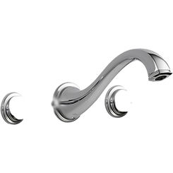 Click here to see BRIZO 65885LF-PCLHP Brizo Charlotte Two-Handle Widespread Wall-Mount Bathroom Faucet With Grid Strainer, Less Handles, 1.5 GPM, Polished Chrome - 65885LF-PCLHP